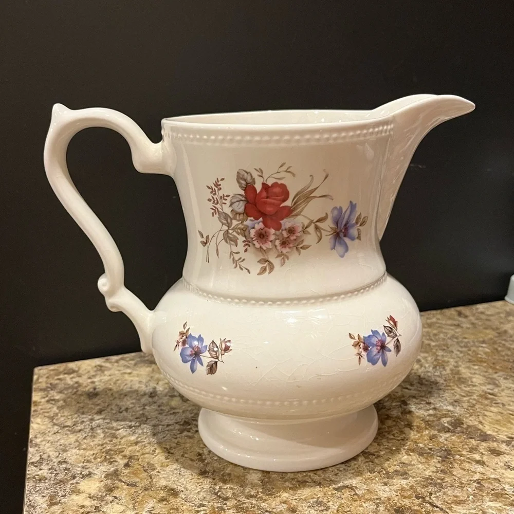 Vintage Lord Nelson Pottery Pitcher Floral Made in England 7”